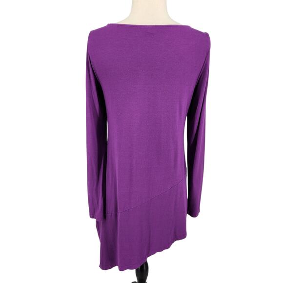 Eileen Fisher Asymmetrical Hem Tunic Top Size Small Purple Minimalist Lagenlook - Picture 4 of 7